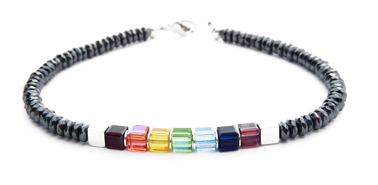 Swarovski Crystal Ankle Bracelet, Chakra Rainbow Crystal Anklet