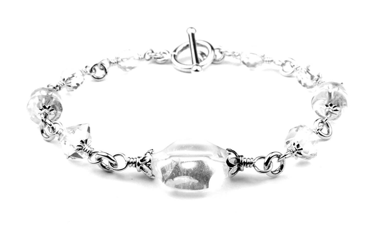 Quartz Crystal Chakra Bracelet, Chakra Bracelets, Mindfulness Gift, Real Crystals Protection, Gemstone Bracelet Medatation Gifts B7019