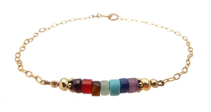 7 Chakra Bracelets, Healing Mindfulness Gifts, 14K GF Real Crystals &amp; Gemstones B7028