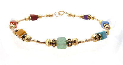 Chakra Bracelet: Miminalist Chakra Bracelet Gold Filled Gemstone Healing Crystal Bracelet