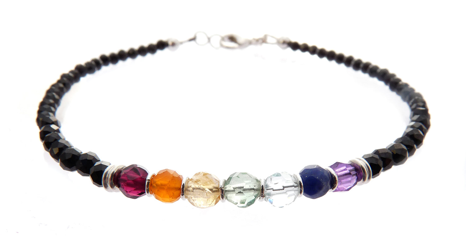 Dainty Chakra Bracelets, Mindfulness Gift, Real Crystals, Gemstone Bracelet Meditation Gifts B7032
