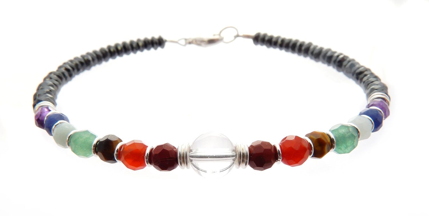 Dainty Chakra Bracelets, Mindfulness Gift, Real Crystals, Gemstone Bracelet Meditation Gifts B7033