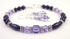 Black Onyx Bracelet and Earrings SET w/ Faux Indigo Tanzanite in Crystal Jewelry Birthstone Colors