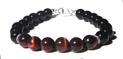 Mens Red Tigers Eye CONFIDENT DECISIONS Root Chakra Bracelet Healing Stone Crystals Bracelet, Jewels for Gents
