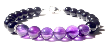 Mens Amethyst INTUITION &amp; TRASFORMATION Healing Stone Crystals Bracelet, Jewels for Gents