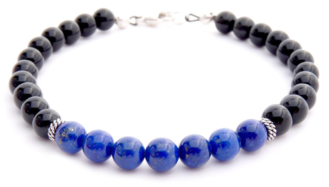 Mens Lapis Lazuli Bracelet KNOWLEDGE &amp; WISDOM Brow Chakra Healing Stone Crystals Bracelet, Jewels for Gents