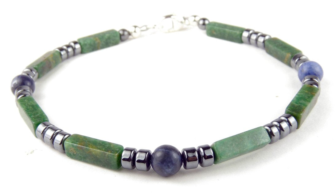 Mens Jade Bracelet, Healing the Heart Chakra Anahata Gemstone Beaded Bracelets, Jewels for Gents