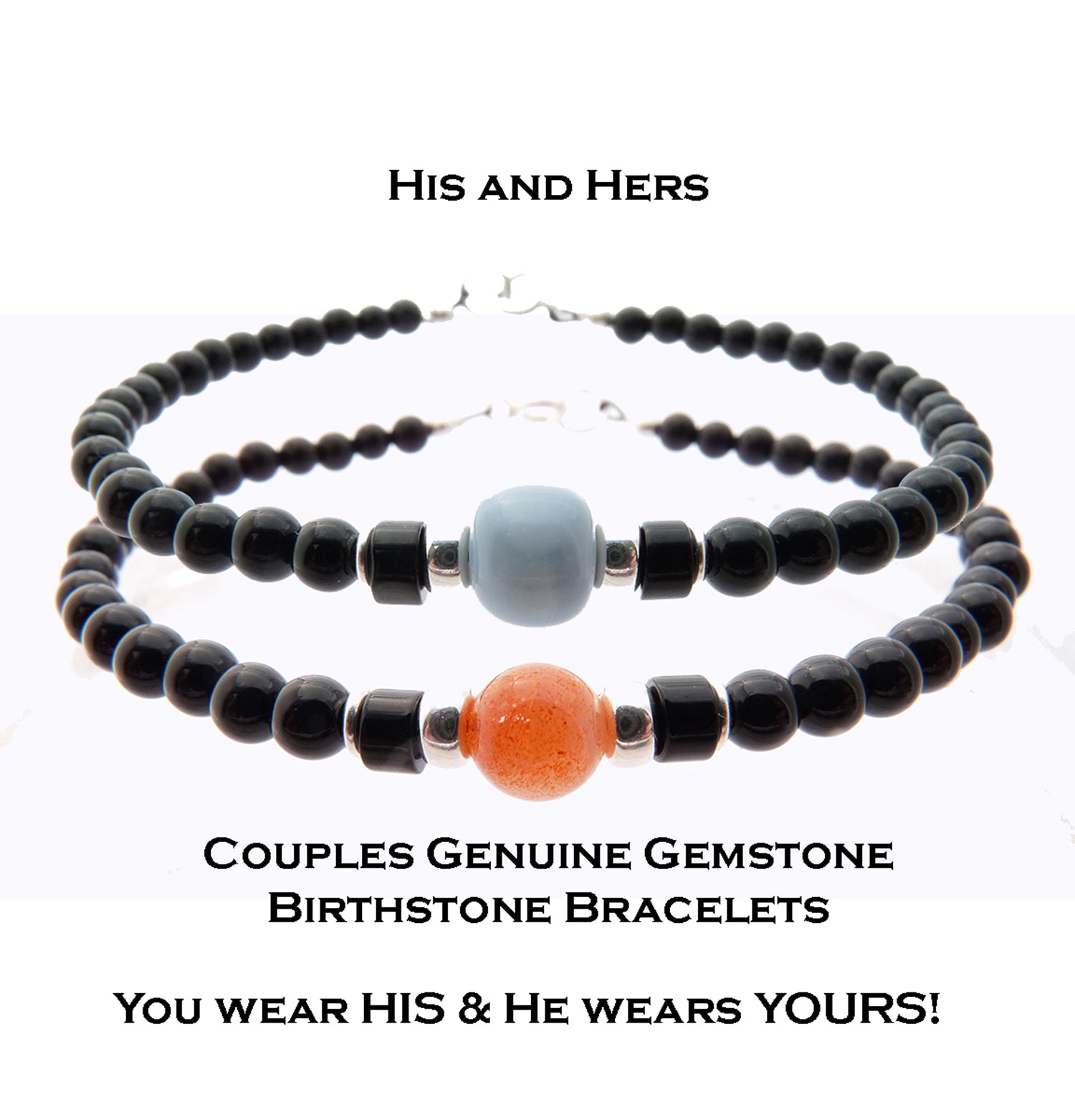 Matching Fire and Water Couple Bracelets Set Birthday Gift