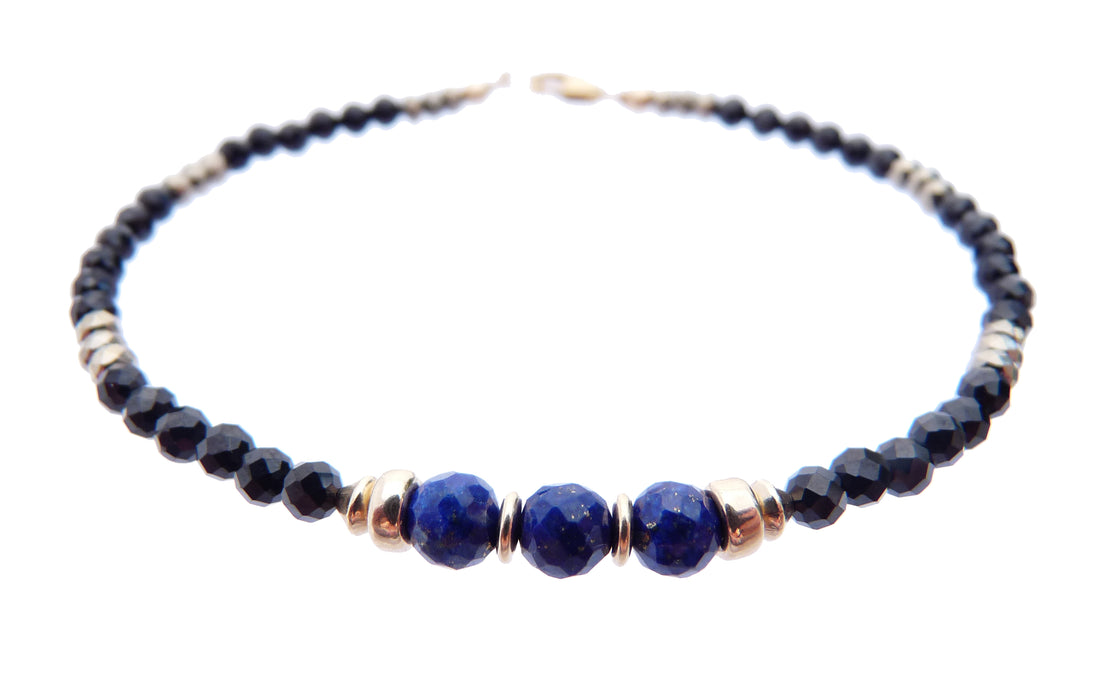 14Kt Lapis Lazuli Birthstone Bracelet, December Gold or Silver Beaded Gemstone Bracelet; Stacker Jewelry Gift for Her, Dainty Minimalist Birthday Gift for Women