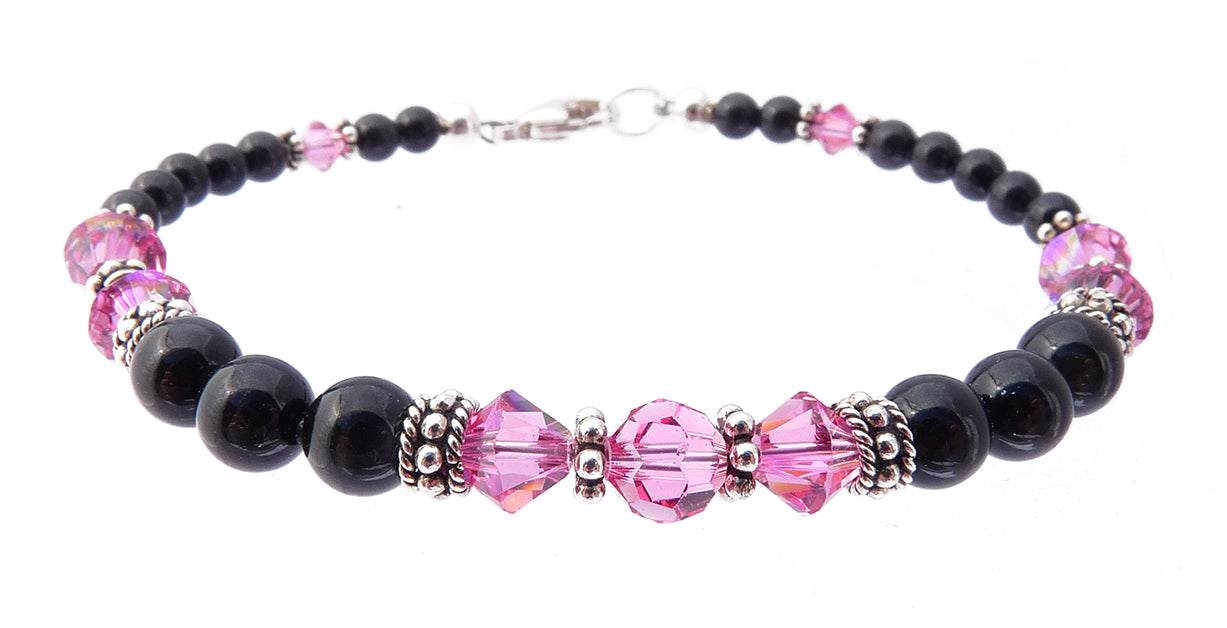 Tourmaline Bracelets, October Birthstone Bracelets, Pink Beaded Bracelets, Crystal Jewelry