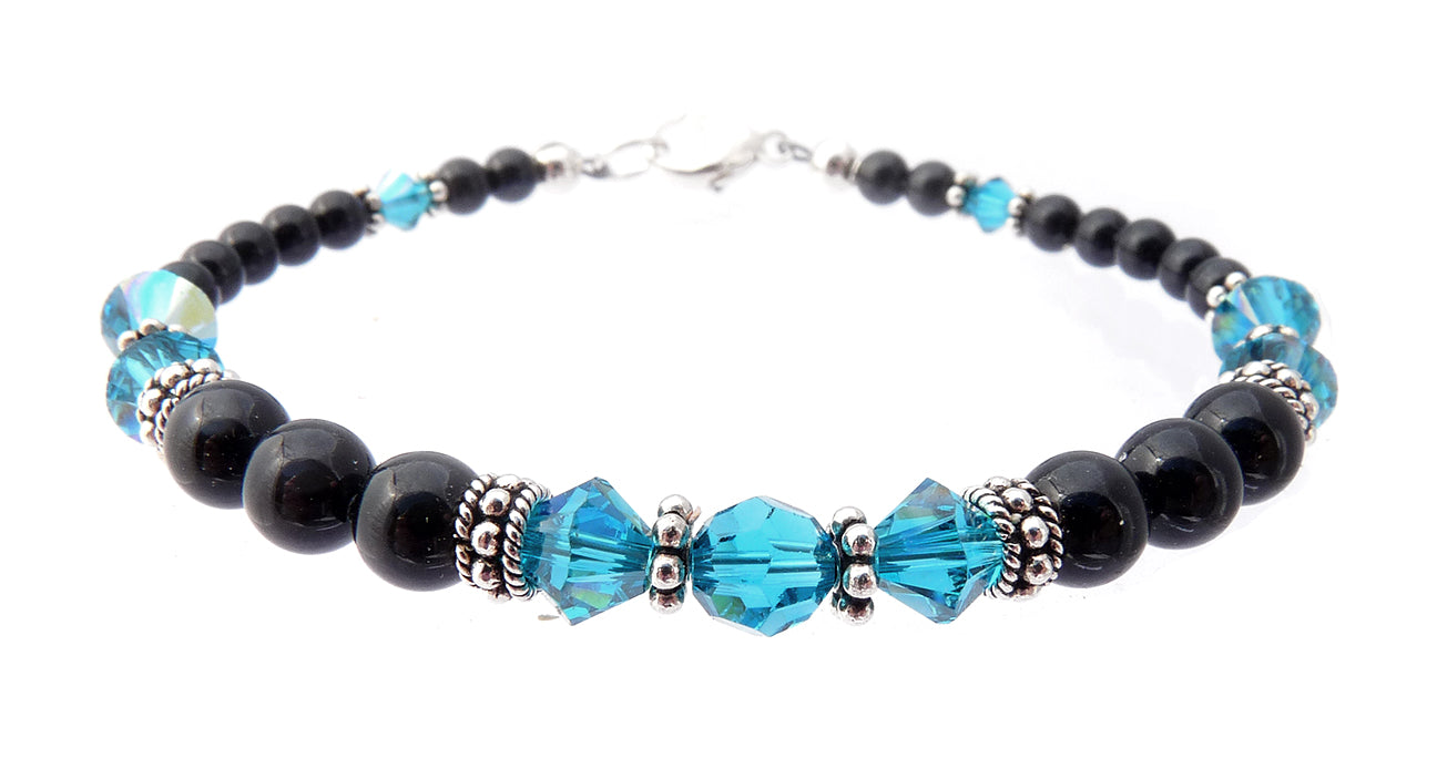 Zircon Bracelets, December Birthstone Bracelets, Blue Beaded Bracelets, Crystal Jewelry