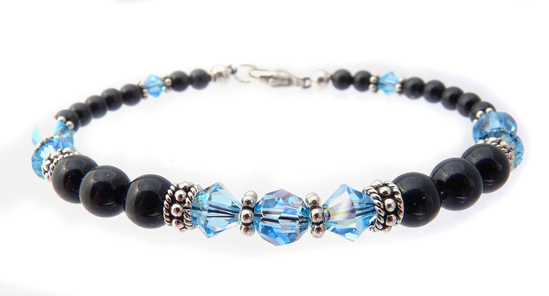 Aquamarine Bracelets, March Birthstone Bracelets, Blue Beaded Bracelets, Crystal Jewelry