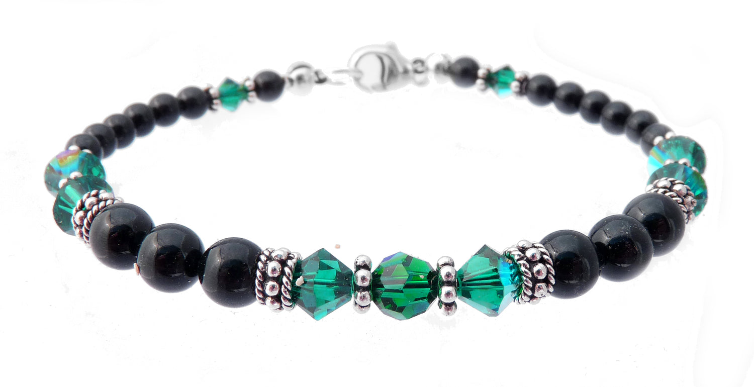 Emerald Bracelets, May Birthstone Bracelets, Green Beaded Bracelets, Crystal Jewelry
