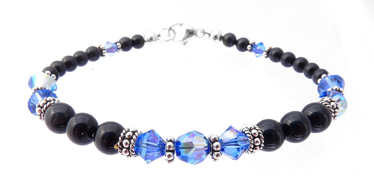 Sapphire Bracelets, September Birthstone Bracelets, Blue Beaded Bracelets, Crystal Jewelry