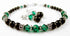 Black Pearl Emerald Green May Crystal Jewelry Birthstone Beaded Bracelets & Earrings Set