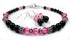 Black Pearl Pink Tourmaline October Crystal Jewelry Birthstone Beaded Bracelets & Earrings Set