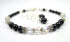 Black Pearl Clear Crystal April Crystal Jewelry Birthstone Beaded Bracelets & Earrings Set