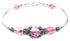 Solid Sterling Silver Bangle October Birthstone Bracelets in Faux Pink Tourmaline