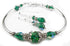 Solid Sterling Silver Bangle May Birthstone Bracelets & Earrings in Faux Emerald