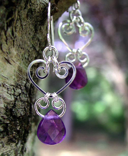 Silver Chandelier Earrings | Amethyst Purple Chandelier Earrings
