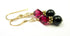 Gold Ruby Earrings, July Birthstone Earrings, 14k GF Black Pearl & Crystal Beaded Earrings, Crystal Jewelry