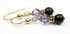 Gold Tanzanite Earrings, December Birthstone Earrings, 14k GF Black Pearl & Crystal Beaded Earrings, CrystaL Jewelry