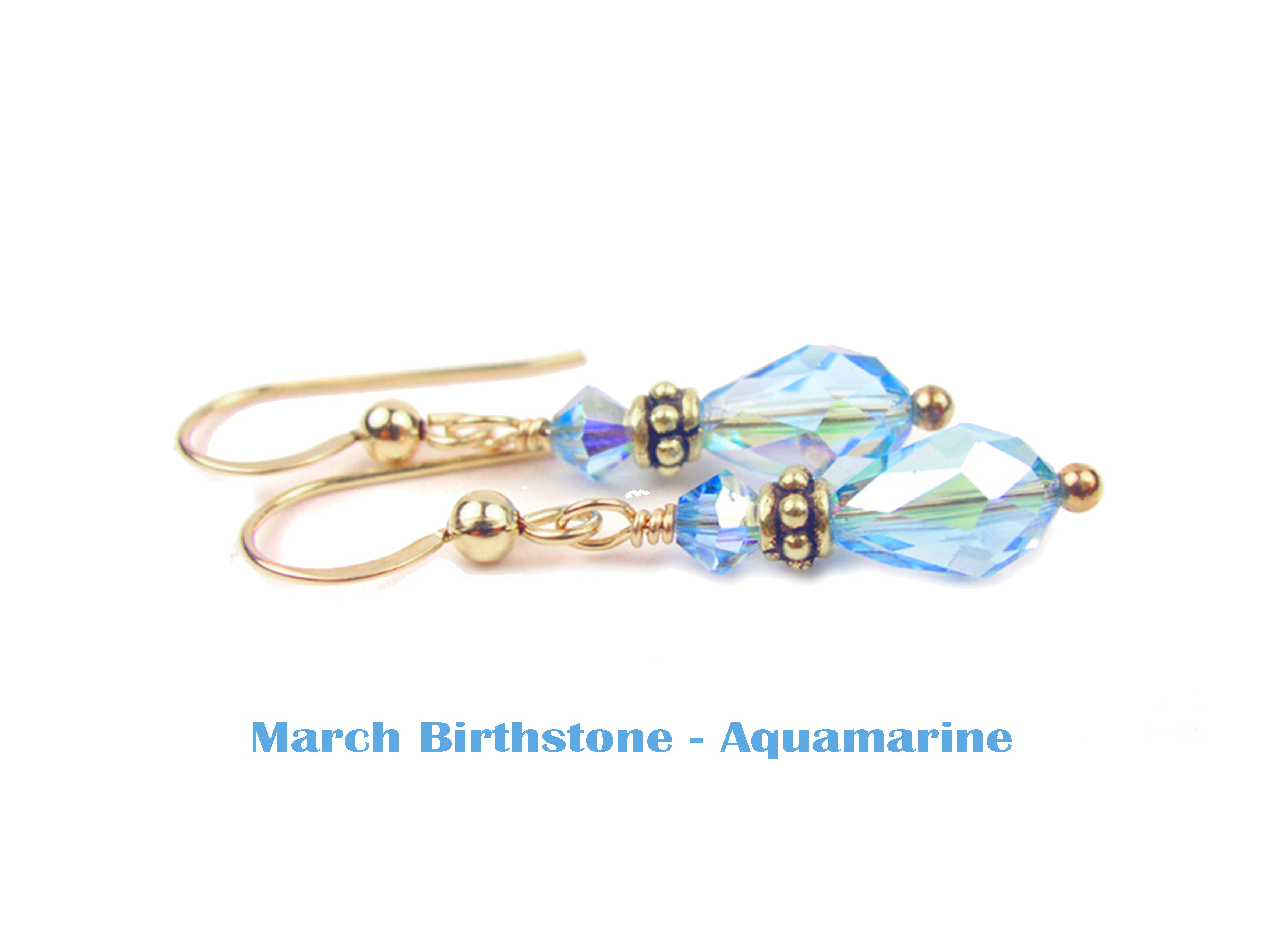 Aquamarine Earrings, March Birthstone Earrings, Gold Teardrop Earrings, Crystal Jewelry