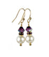 Amethyst Earrings, 8MM Akoya Pearl Earrings, February Birthstone Earrings, Gold Filled w/ Genuine Crystal Jewelry