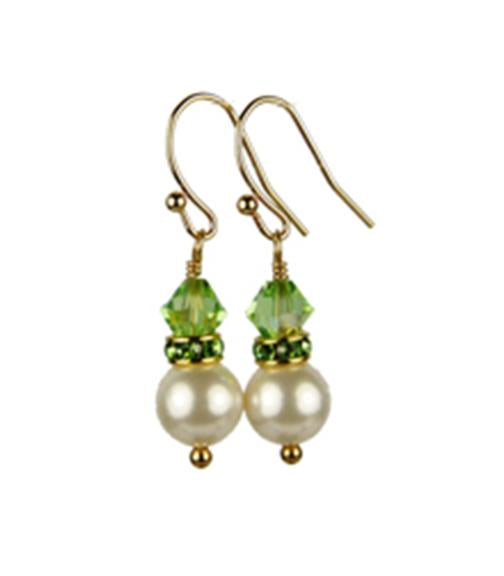 Peridot Earrings, 8MM Akoya Pearl Earrings, August Birthstone Earrings, Gold Filled w/ Genuine Crystal Jewelry