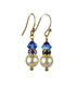 Sapphire Earrings, 8MM Akoya Pearl Earrings, September Birthstone Earrings, Gold Filled w/ Genuine Crystal Jewelry