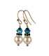 Blue Zircon Earrings, 8MM Akoya Pearl Earrings, December Birthstone Earrings, Gold Filled w/ Genuine Crystal Jewelry
