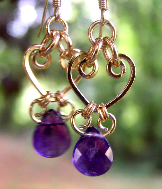 Gold Chandelier Earrings | Amethyst Purple Crystal Chandelier Earrings