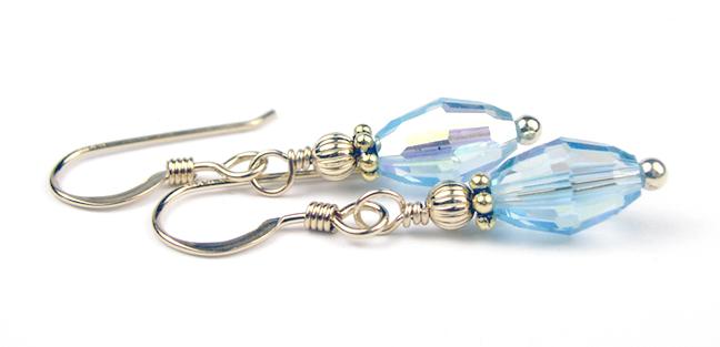 Aquamarine Earrings, March Birthstone Earrings, Minimalist Earrings 14K Gold Blue Crystal Earrings