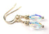 Crystal Earrings, April Birthstone Earrings, Minimalist Earrings 14K Gold Blue Crystal Earrings