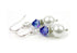 Sapphire Earrings, 8MM Akoya Pearl Earrings, Sapphire Birthstone Earrings, Sterling Silver w/ Genuine Crystal Jewelry