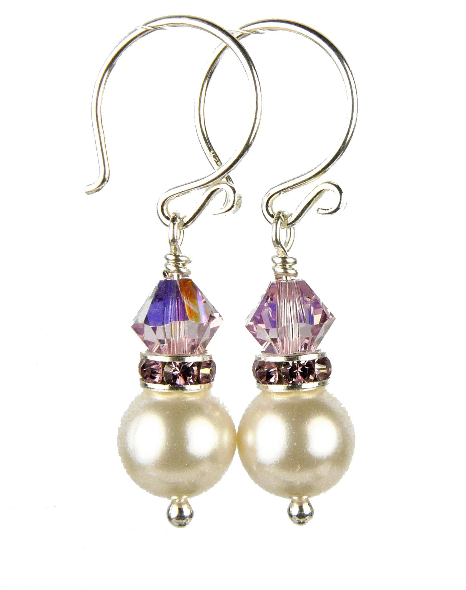 Alexandrite Earrings, 8MM Akoya Pearl Earrings, June Birthstone Earrings, Sterling Silver w/ Genuine Crystal Jewelry