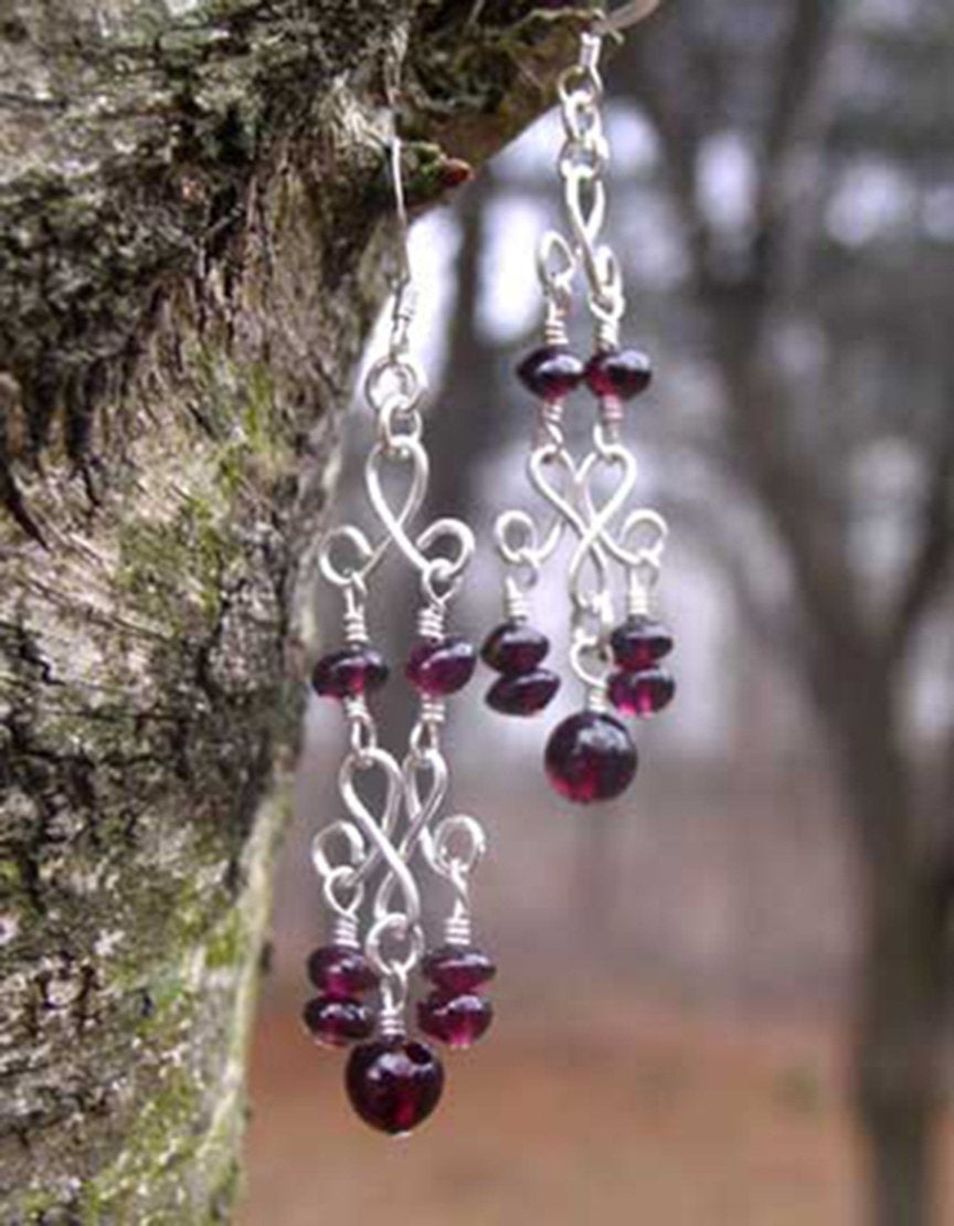 Red Garnet Chandelier Earrings Silver Chandelier Earrings