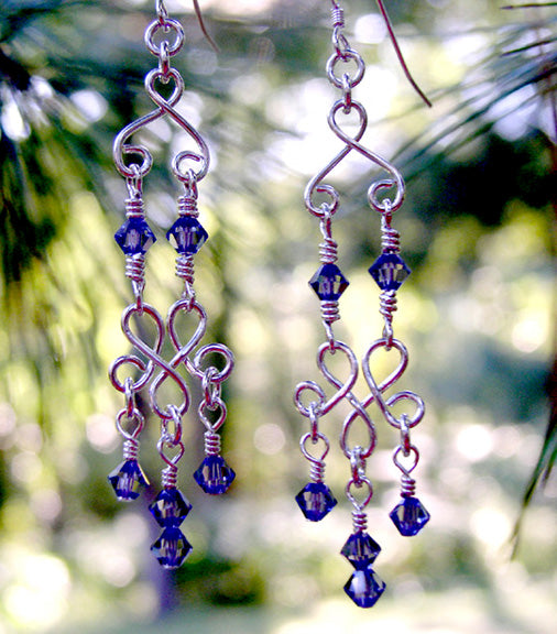 Silver Chandelier Earrings | Sapphire Blue Chandelier Earrings