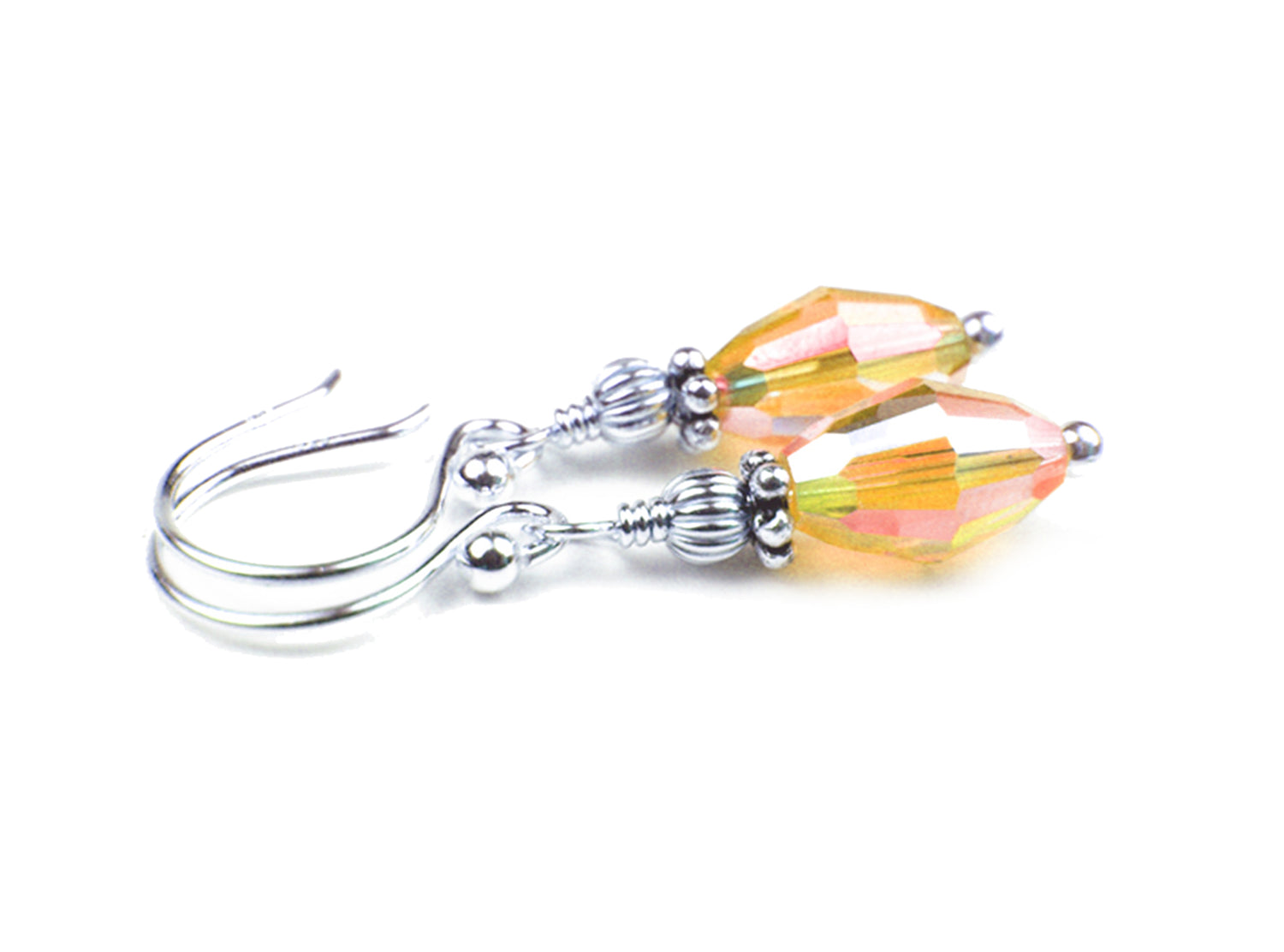 Topaz Earrings, November Birthstone Earrings, Handmade Silver Yellow Crystal Jewelry Earings, Tear Drop Earrings