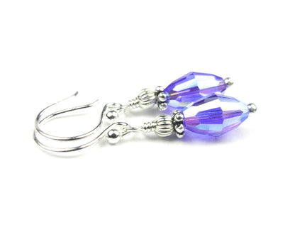 Tanzanite Earrings, December Birthstone Earrings, Handmade Silver Purple Crystal Jewelry Earrings, Tear Drop Earrings