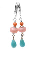 Silver Pink Opal & Blue Peruvian Amazonite Earrings
