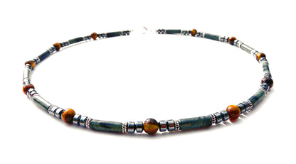 08-ASSERTIVE Mens Beaded Necklace, Handmade Kambaba Jasper Crystal Healing Gemstone JEWELS FOR GENTS