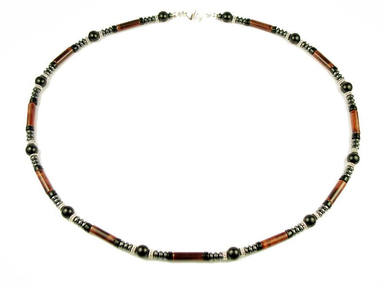 03-PERSEVERANCE Mens Beaded Necklace, Handmade Tigers Eye, Black Onyx Healing Crystals Protection Chakra Jewelry JEWELS FOR GENTS