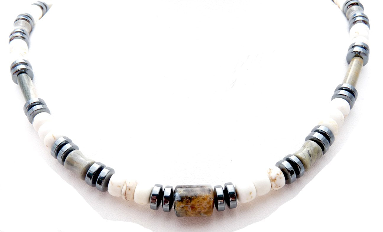 09-ABUNDANCE Mens Beaded Necklace, Handmade Opal Crystal Healing Gemstone JEWELS FOR GENTS
