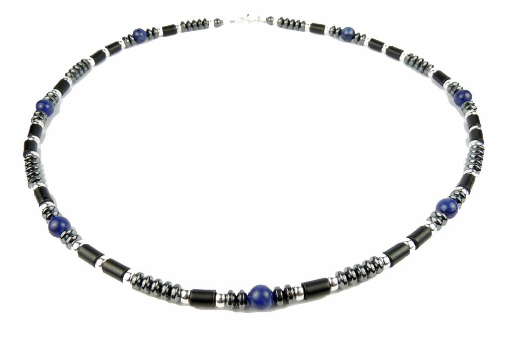 15-PERSONAL POWER Mens Beaded Necklace, Handmade Lapis Lazuli Necklace, Crystal &amp; Gemstone Black Bead Mens Choker Necklace JEWELS FOR GENTS
