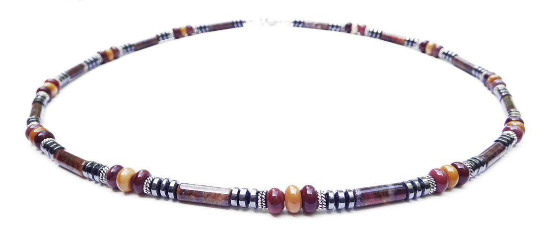 17-DETERMINATION Mens Beaded Necklace, Handmade Pietersite Jasper Necklace, Crystal Healing Gemstone JEWELS FOR GENTS