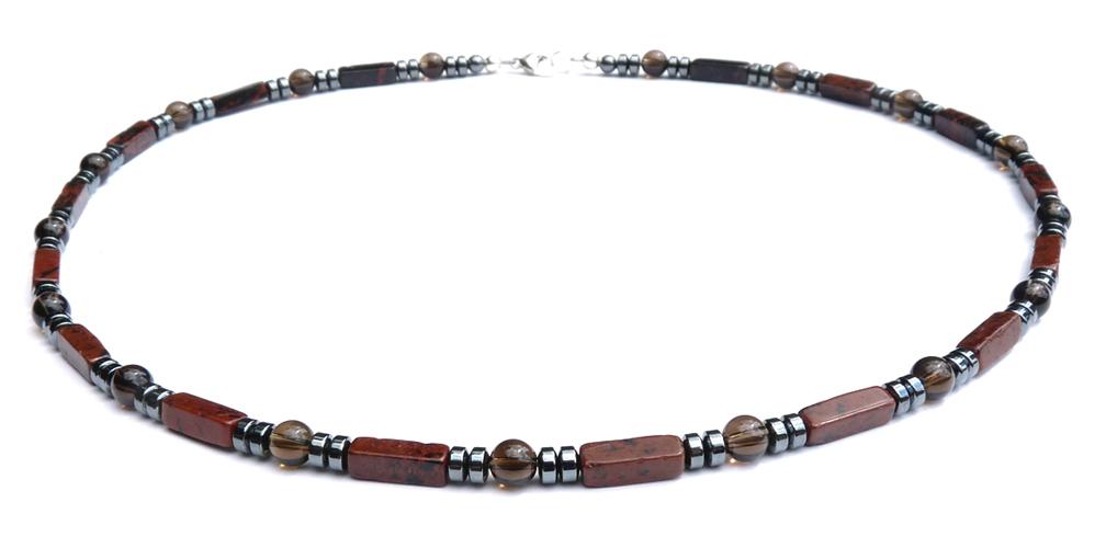 18-GROUNDED Mens Beaded Necklace, Handmade Mahogany Obsidian Necklace, Crystal Healing Gemstone JEWELS FOR GENTS