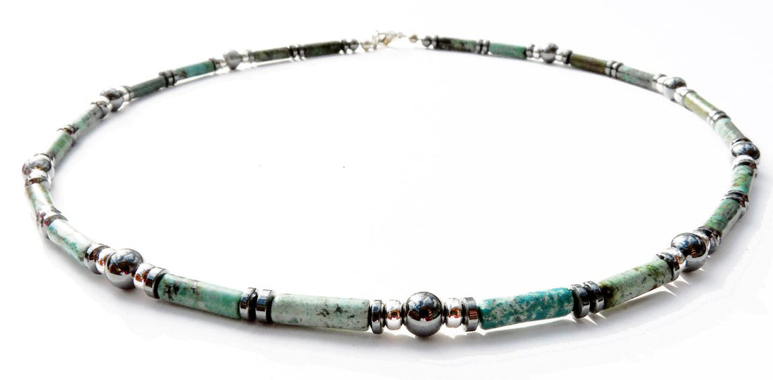 20-SELF REALIZATION Mens Beaded Necklace, Handmade Turquoise Necklace, Crystal Healing Gemstone JEWELS FOR GENTS