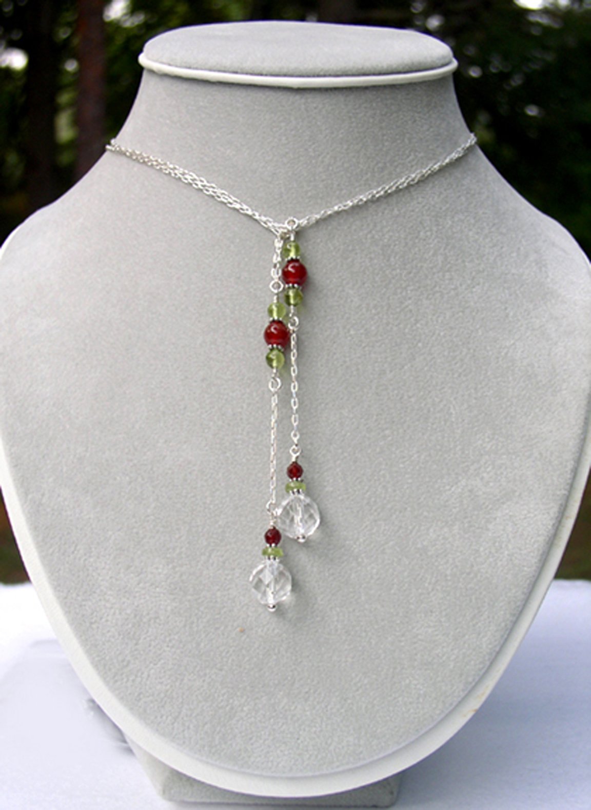 Sterling Silver Quartz Crystal Lariat Necklace