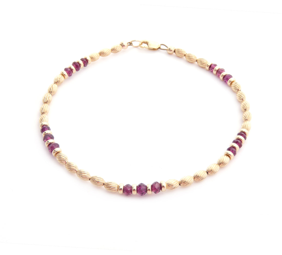 Garnet Bracelet, Gemstone Bead Bracelets for Women, Red Garnet Jewelry, January Birthstone, Birthday Gifts for Her in Gold &amp; Sterling Silver